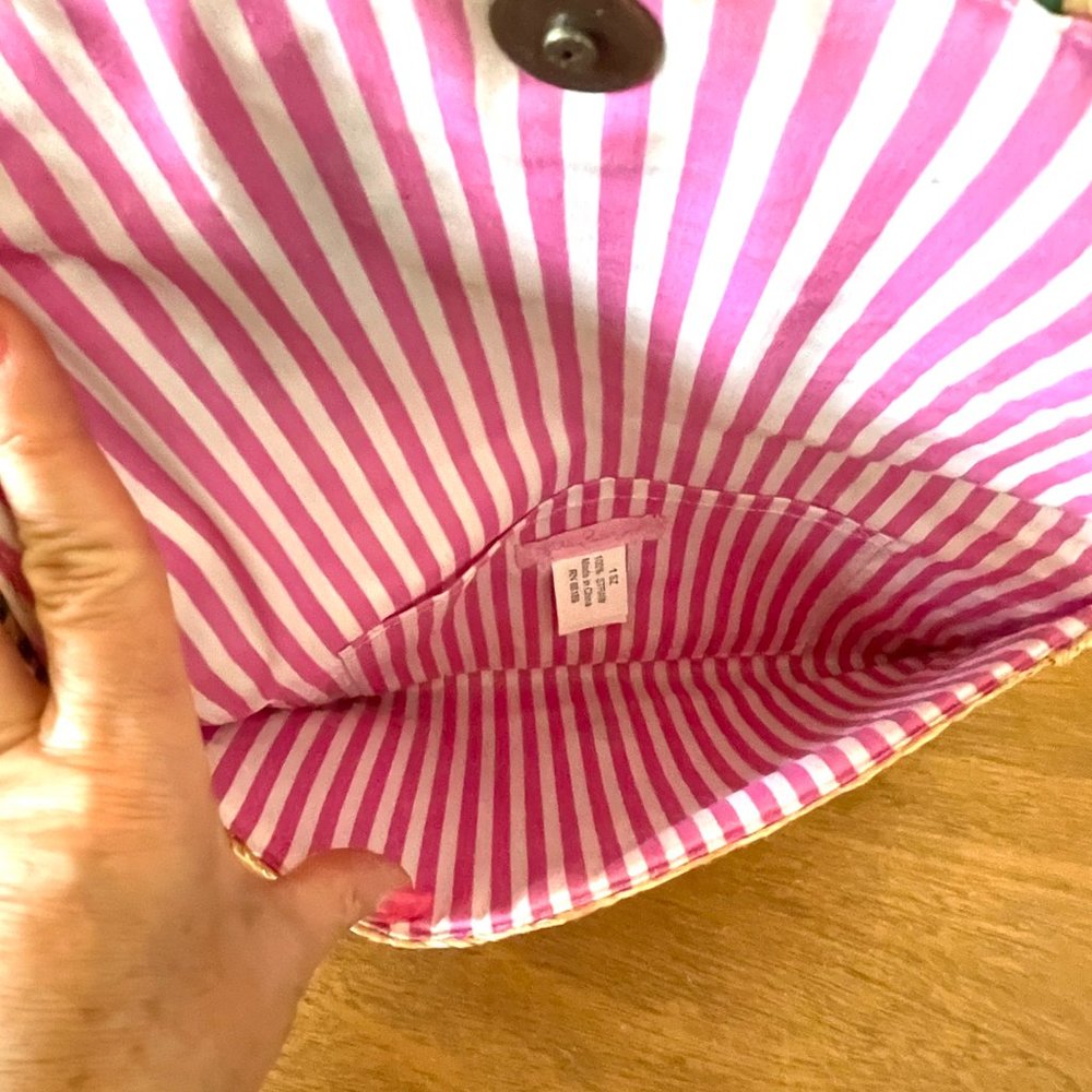 New Lilly Pulitzer Clutch Bag Caliente Straw Beaded Embellished Flowers Straw - Picture 7 of 9